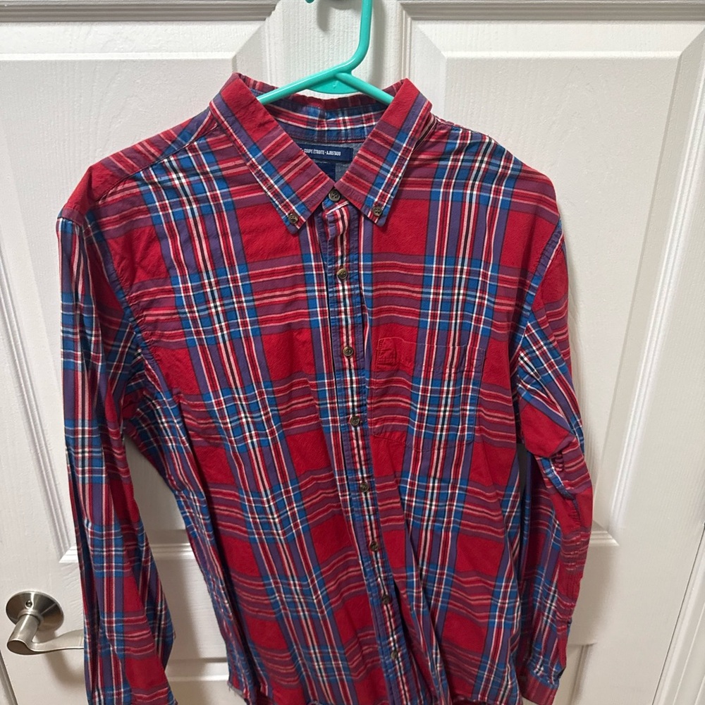 Old Navy Red and Blue Plaid Men's Shirt